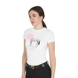 T-shirt da donna Equestro Head In The Clouds in cotone a maniche corte Bianco