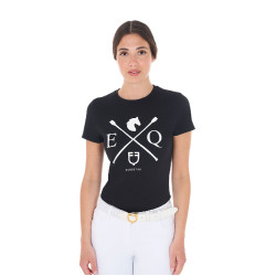 T-shirt donna Equestro EQ in cotone a maniche corte Nero