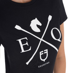 T-shirt donna Equestro EQ in cotone a maniche corte Nero