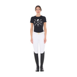 T-shirt donna Equestro EQ in cotone a maniche corte Nero