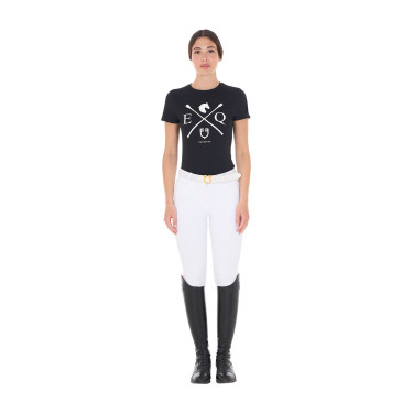 T-shirt donna Equestro EQ in cotone a maniche corte Nero