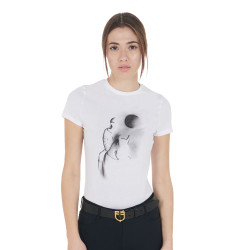 T-shirt donna Equestro taglio slim stampato Moonlight maniche corte Bianco T-shirt donna Equestro taglio slim stampato Moonlight maniche corte Bianco