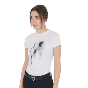 T-shirt donna Equestro taglio slim stampato Moonlight maniche corte Bianco T-shirt donna Equestro taglio slim stampato Moonlight maniche corte Bianco