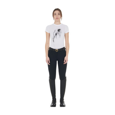 T-shirt donna Equestro taglio slim stampato Moonlight maniche corte Bianco T-shirt donna Equestro taglio slim stampato Moonlight maniche corte Bianco