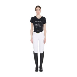 T-shirt donna Equestro slim fit Horse Life con strass maniche corte Nero