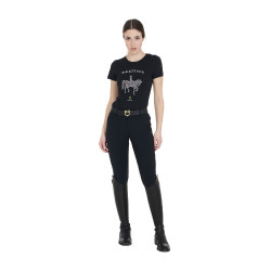 T-shirt equitazione donna Equestro slim dressage con strass