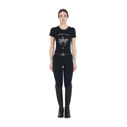 T-shirt equitazione donna Equestro slim dressage con strass