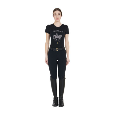 T-shirt equitazione donna Equestro slim dressage con strass