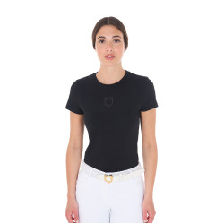T-shirt donna Equestro basic con logo tono su tono a maniche corte Nero