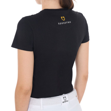 T-shirt donna Equestro basic con logo tono su tono a maniche corte Nero