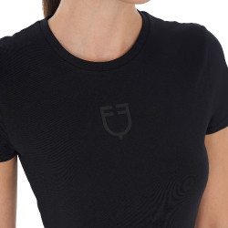 T-shirt donna Equestro basic con logo tono su tono a maniche corte Nero