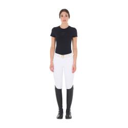 T-shirt donna Equestro basic con logo tono su tono a maniche corte Nero