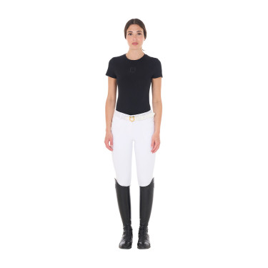 T-shirt donna Equestro basic con logo tono su tono a maniche corte Nero