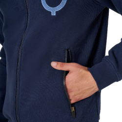 Felpa da uomo Equestro EQ con zip frontale Blazer marine Blu marino