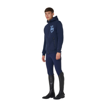 Felpa da uomo Equestro EQ con zip frontale Blazer marine Blu marino