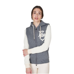 Felpa da donna Equestro EQ bicolore con zip frontale Grigio mélange / bianco antico
