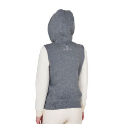 Felpa da donna Equestro EQ bicolore con zip frontale Grigio mélange / bianco antico