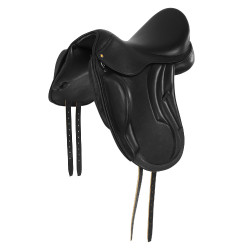 Sella da dressage monoflap Equestro in pelle Nero