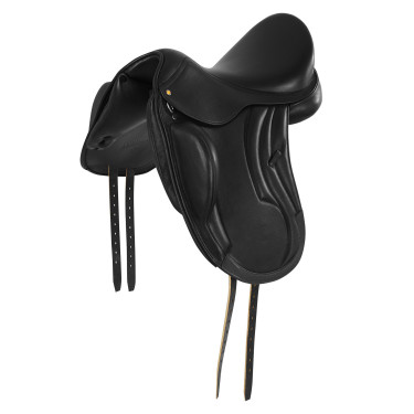 Sella da dressage monoflap Equestro in pelle Nero