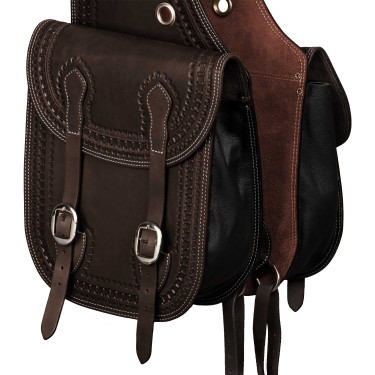 Borsa da sella Pool's Bisaccia Handtooled Marrone scuro Borsa da sella Pool's Bisaccia Handtooled Marrone scuro