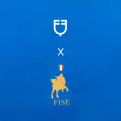 Tenda da box lunga Equestro x FISE con logo ricamato Blu di Savoia Tenda da box lunga Equestro x FISE con logo ricamato Blu di Savoia