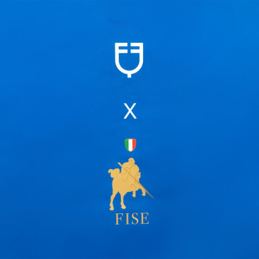 Tenda da box lunga Equestro x FISE con logo ricamato Blu di Savoia Tenda da box lunga Equestro x FISE con logo ricamato Blu di Savoia