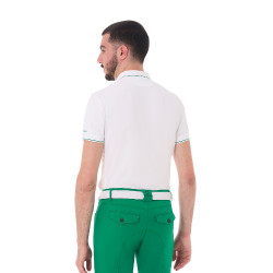 Polo da uomo Equestro da allenamento con dettagli a contrasto maniche corte Bianco / verde oltremare
