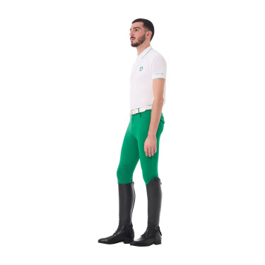 Polo da uomo Equestro da allenamento con dettagli a contrasto maniche corte Bianco / verde oltremare