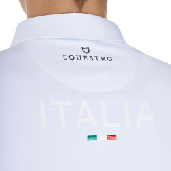 Polo da competizione uomo maniche lunghe Equestro x FISE Bianco