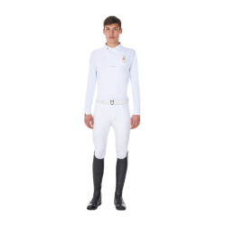 Polo da competizione uomo maniche lunghe Equestro x FISE Bianco