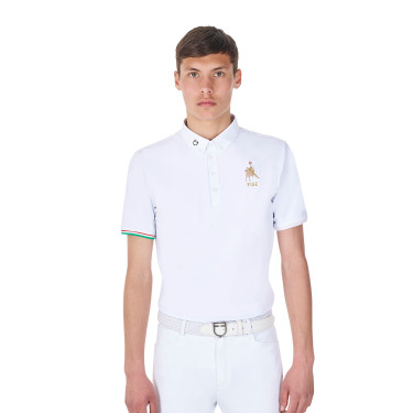 Polo da gara uomo Equestro x FISE maniche corte Bianco Polo da gara uomo Equestro x FISE maniche corte Bianco