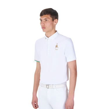 Polo da gara uomo Equestro x FISE maniche corte Bianco Polo da gara uomo Equestro x FISE maniche corte Bianco
