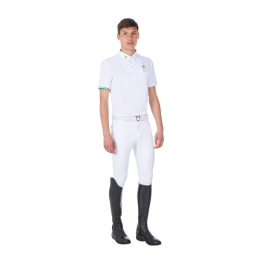 Polo da gara uomo Equestro x FISE maniche corte Bianco Polo da gara uomo Equestro x FISE maniche corte Bianco