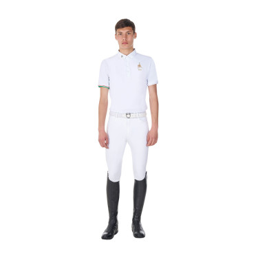 Polo da gara uomo Equestro x FISE maniche corte Bianco Polo da gara uomo Equestro x FISE maniche corte Bianco