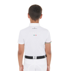 Polo da gara bambino quattro bottoni Equestro x FISE maniche corte Bianco Polo da gara bambino quattro bottoni Equestro x FISE maniche corte Bianco