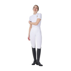Polo da concorso donna stretch Equestro x FISE maniche corte Bianco
