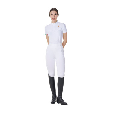 Polo da concorso donna stretch Equestro x FISE maniche corte Bianco
