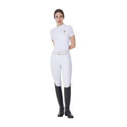 Polo da concorso Equestro x FISE donna taglio slim maniche corte Bianco