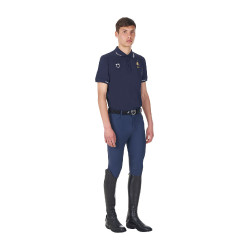 Polo da allenamento uomo Equestro x FISE tre bottoni maniche corte Blazer marine Blu marino