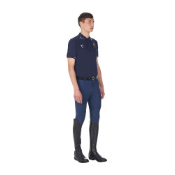 Polo da allenamento uomo Equestro x FISE tre bottoni maniche corte Blazer marine Blu marino