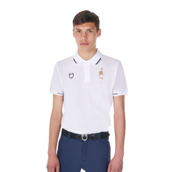 Polo da allenamento uomo Equestro x FISE tre bottoni maniche corte Bianco Polo da allenamento uomo Equestro x FISE tre bottoni maniche corte Bianco