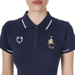 Polo da allenamento donna Equestro x FISE a tre bottoni maniche corte Blazer marine Blu marino Polo da allenamento donna Equestro x FISE a tre bottoni maniche corte Blazer marine Blu marino