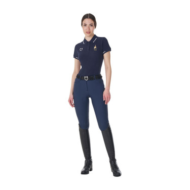 Polo da allenamento donna Equestro x FISE a tre bottoni maniche corte Blazer marine Blu marino Polo da allenamento donna Equestro x FISE a tre bottoni maniche corte Blazer marine Blu marino
