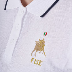 Polo da allenamento donna Equestro x FISE a tre bottoni maniche corte Bianco