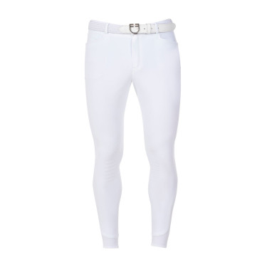 Pantaloni da equitazione da uomo Equestro x FISE con grip alle ginocchia Bianco
