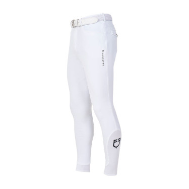 Pantaloni da equitazione da uomo Equestro x FISE con grip alle ginocchia Bianco