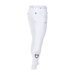Pantaloni da equitazione da uomo Equestro x FISE con grip alle ginocchia Bianco
