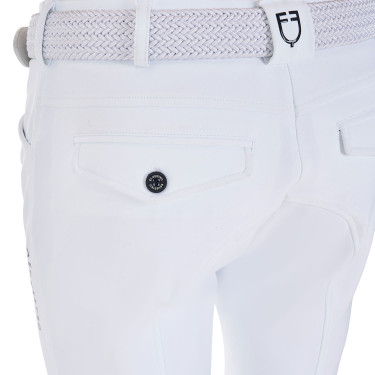 Pantaloni da equitazione da uomo Equestro x FISE con grip alle ginocchia Bianco