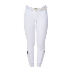 Pantaloni da equitazione da donna Equestro x FISE con grip al ginocchio Bianco