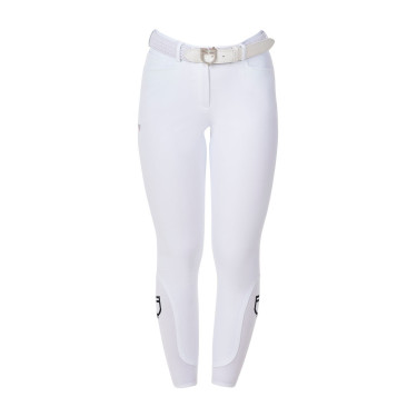 Pantaloni da equitazione da donna Equestro x FISE con grip al ginocchio Bianco